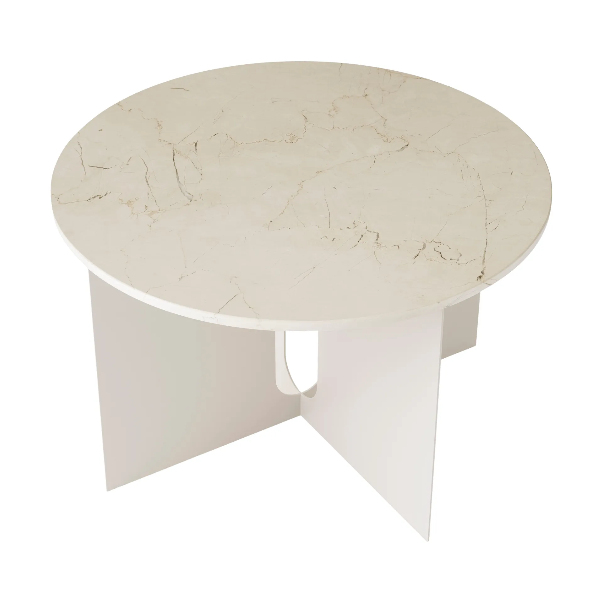 Androgyne sidobord, Crystal Rose marmor-ivory stål, Ø65 cm Audo Copenhagen