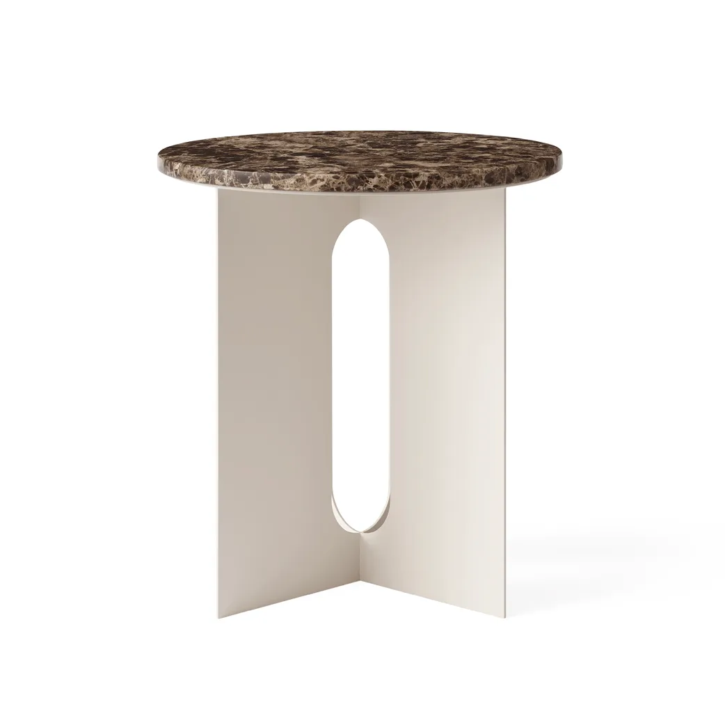 Androgyne sidobord, Emperador marmor-ivory stål, Ø42 cm Audo Copenhagen