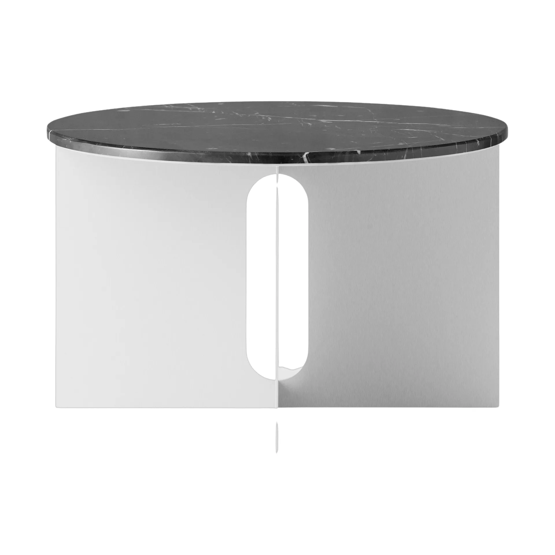 Androgyne sidobord, Nero Maquina marmor-borstat stål, Ø65 cm Audo Copenhagen