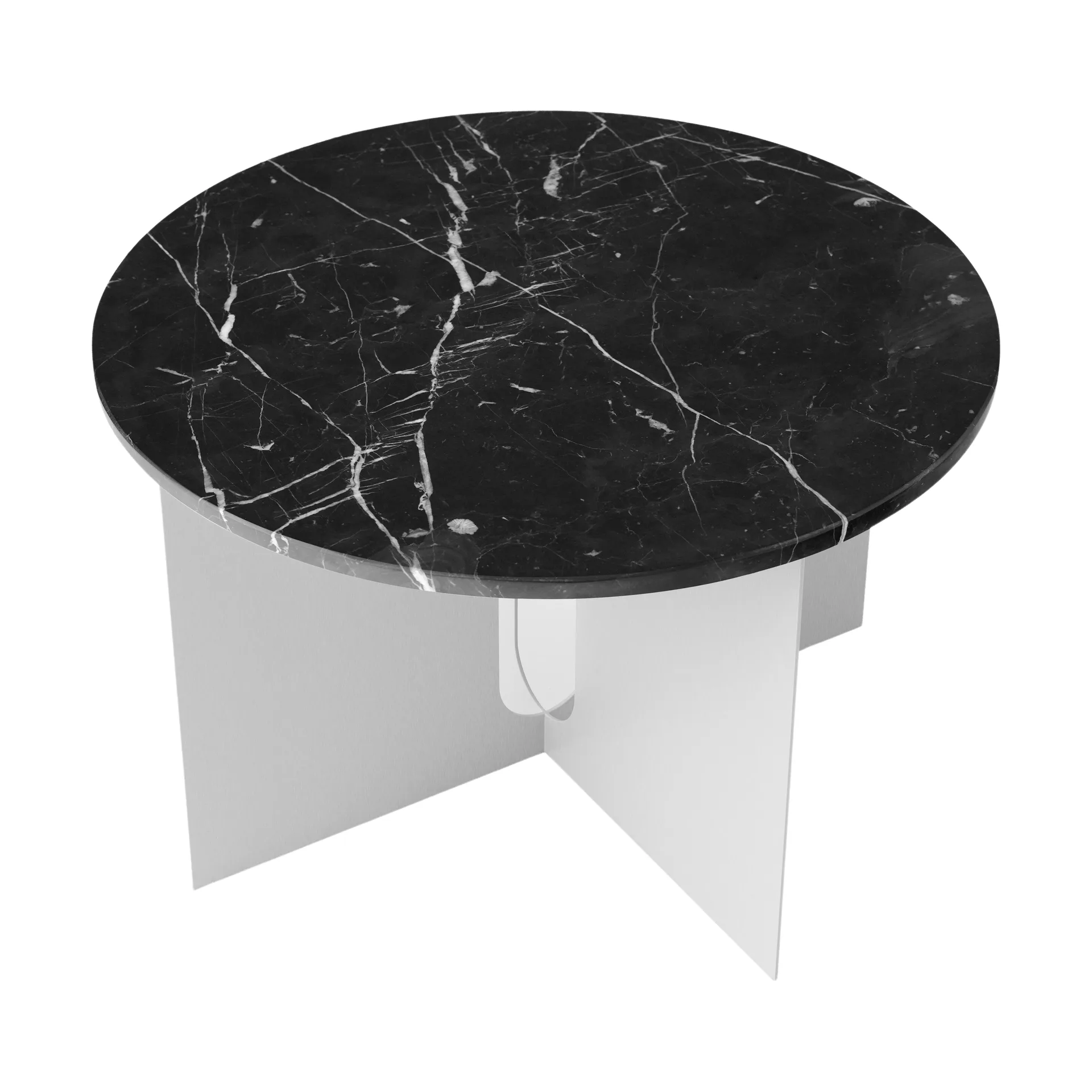 Androgyne sidobord, Nero Maquina marmor-borstat stål, Ø65 cm Audo Copenhagen