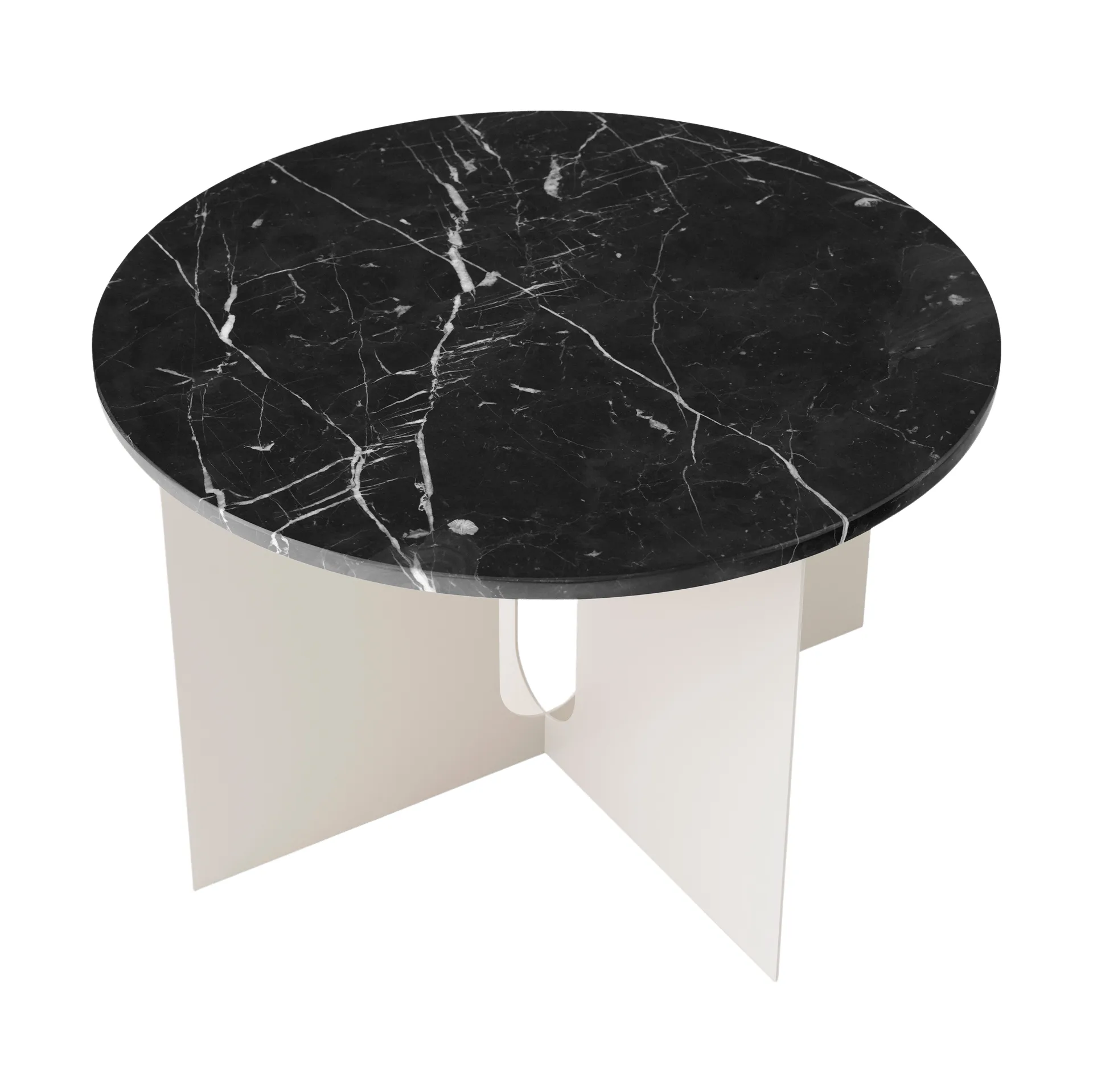 Androgyne sidobord, Nero Marquina marmor-ivory stål, Ø65 cm Audo Copenhagen