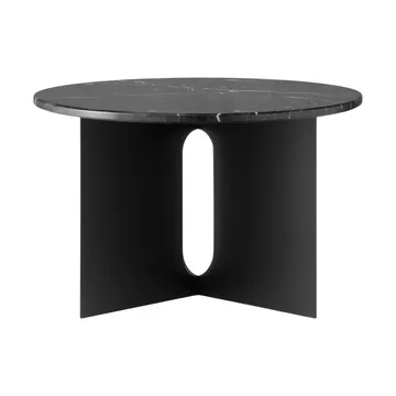Androgyne sidobord - Nero Marquina marmor-svart stål, Ø65 cm - Audo Copenhagen