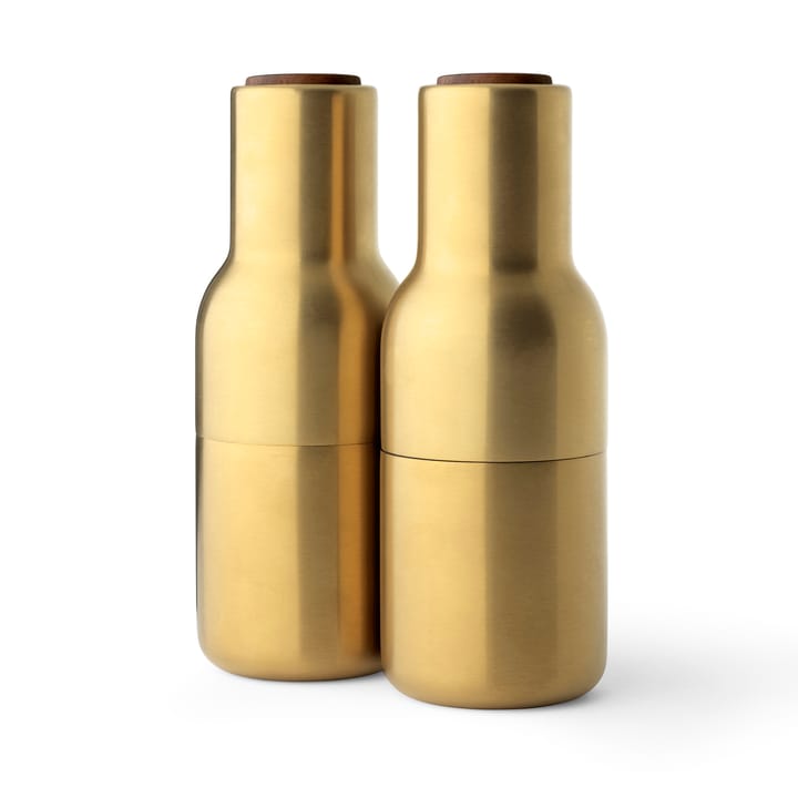 Bottle Grinder kryddkvarn metall 2-pack - Brushed brass (valnötslock) - Audo Copenhagen