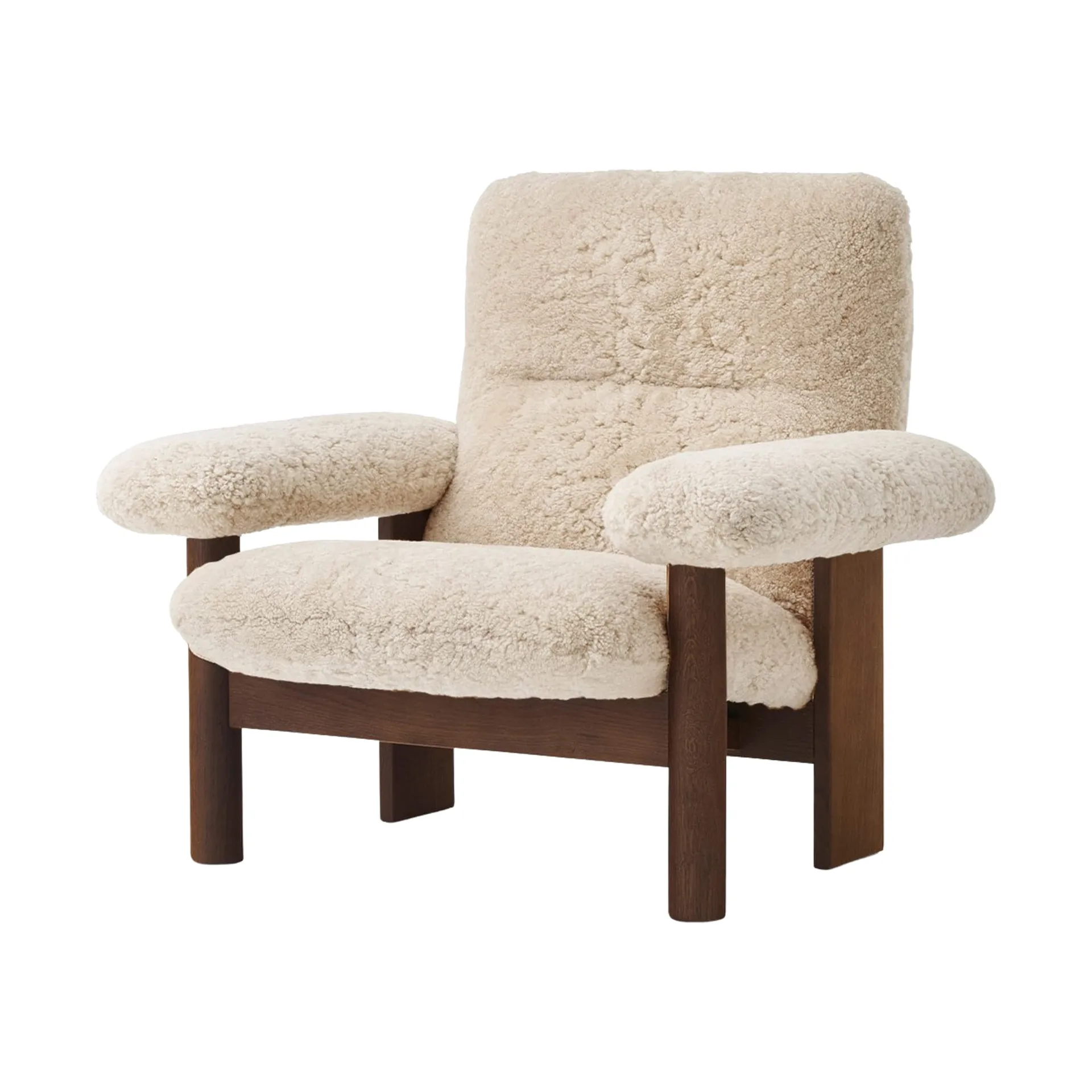 Brasilia fåtölj, Dark oak-Nature sheepskin curly Audo Copenhagen