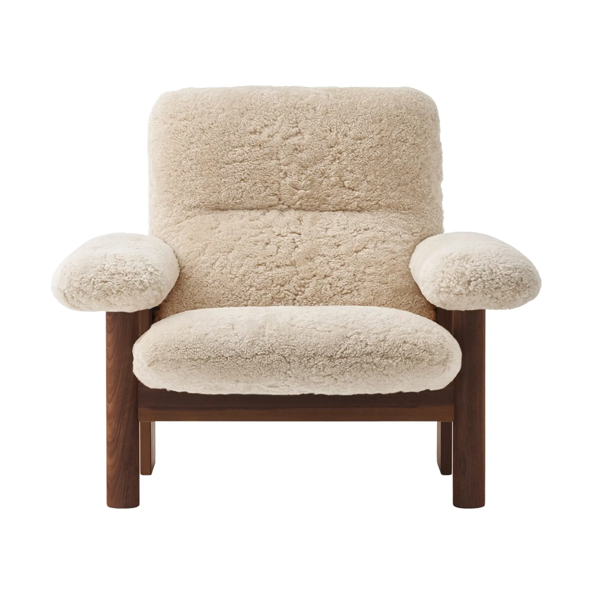 Brasilia fåtölj, Dark oak-Nature sheepskin curly Audo Copenhagen