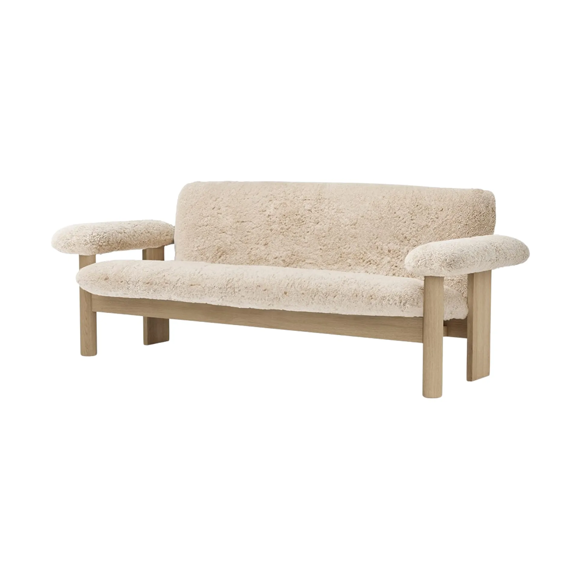 Brasilia soffa 2-sits, Natural oak-Nature sheepskin curly Audo Copenhagen