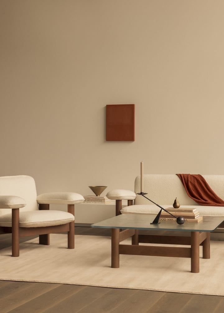 Brasilia soffbord 100x100 cm, Walnut-clear glass Audo Copenhagen