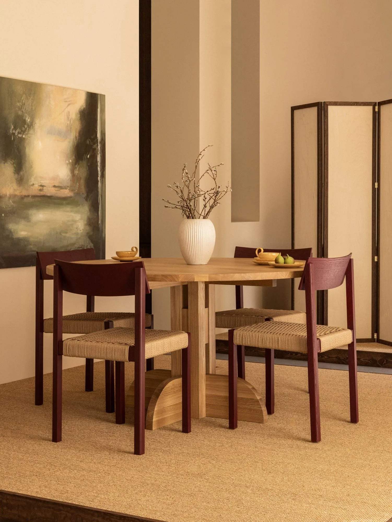 Mauro stol, Linen blue ek-naturflätad sits Audo Copenhagen