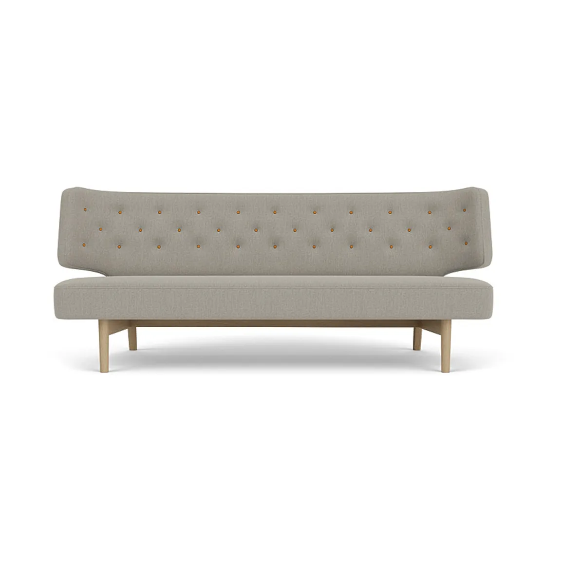 Radiohus soffa, Re-wool 218-naturell ek, läderknappar, 2-sits Audo Copenhagen