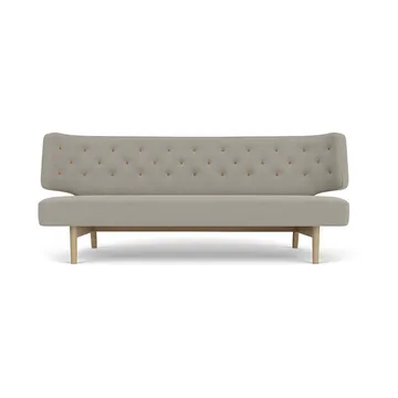Radiohus soffa - Re-wool 218-naturell ek, läderknappar, 2-sits - Audo Copenhagen