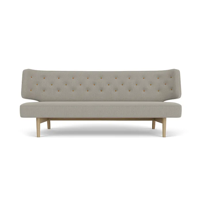 Radiohus soffa - Re-wool 218-naturell ek, läderknappar, 2-sits - Audo Copenhagen