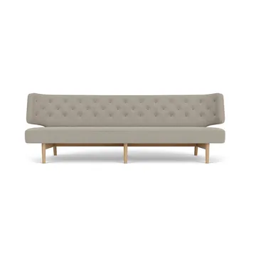 Radiohus soffa - Re-wool 218-naturell ek, läderknappar, 3-sits - Audo Copenhagen