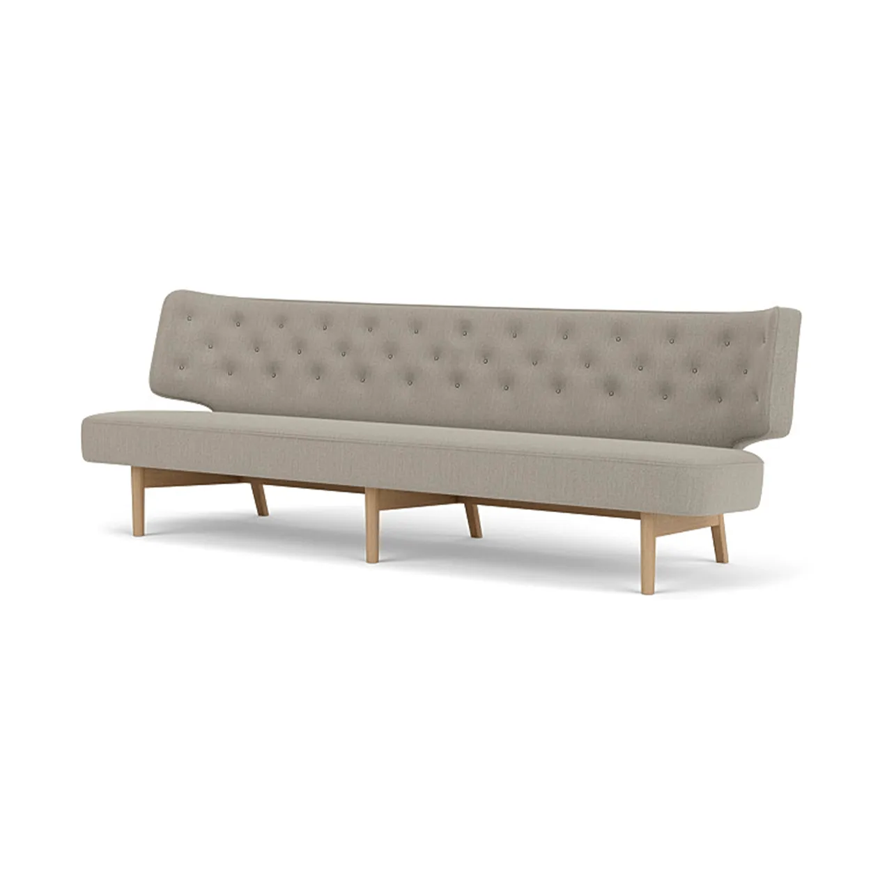 Radiohus soffa, Re-wool 218-naturell ek, läderknappar, 3-sits Audo Copenhagen