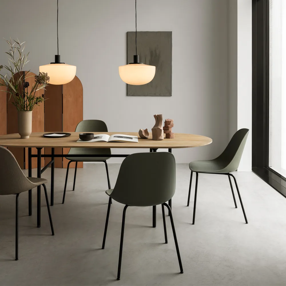 Snaregade Oval Matbord ovalt, charcoal linoleum, svart stålstativ Audo Copenhagen