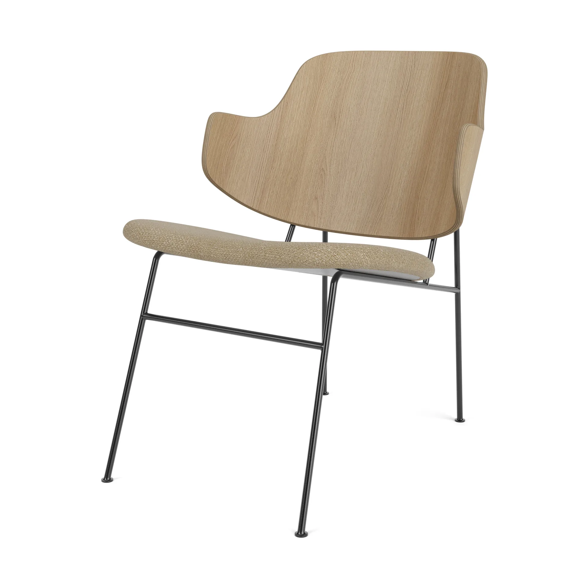 The Penguin loungestol klädd sits, Natural oak-Audo Bouclé 02 Audo Copenhagen