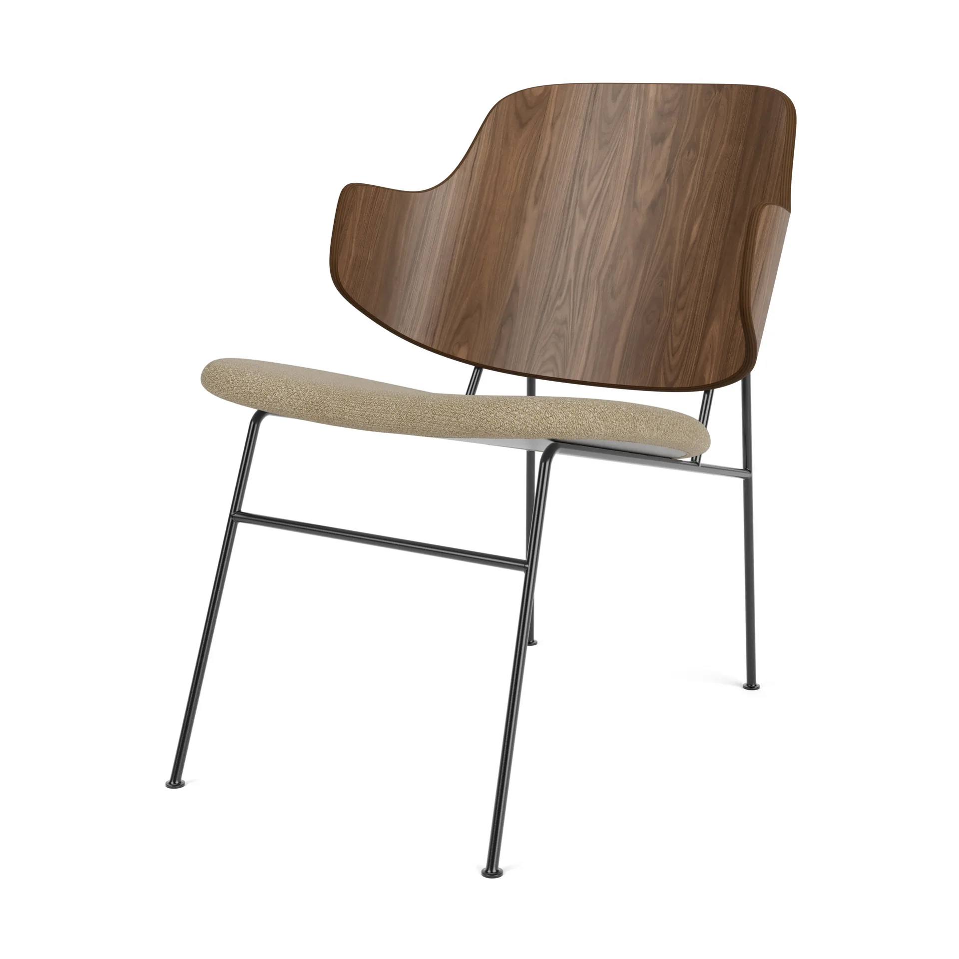 The Penguin loungestol klädd sits, Walnut-Audo Bouclé 02 Audo Copenhagen