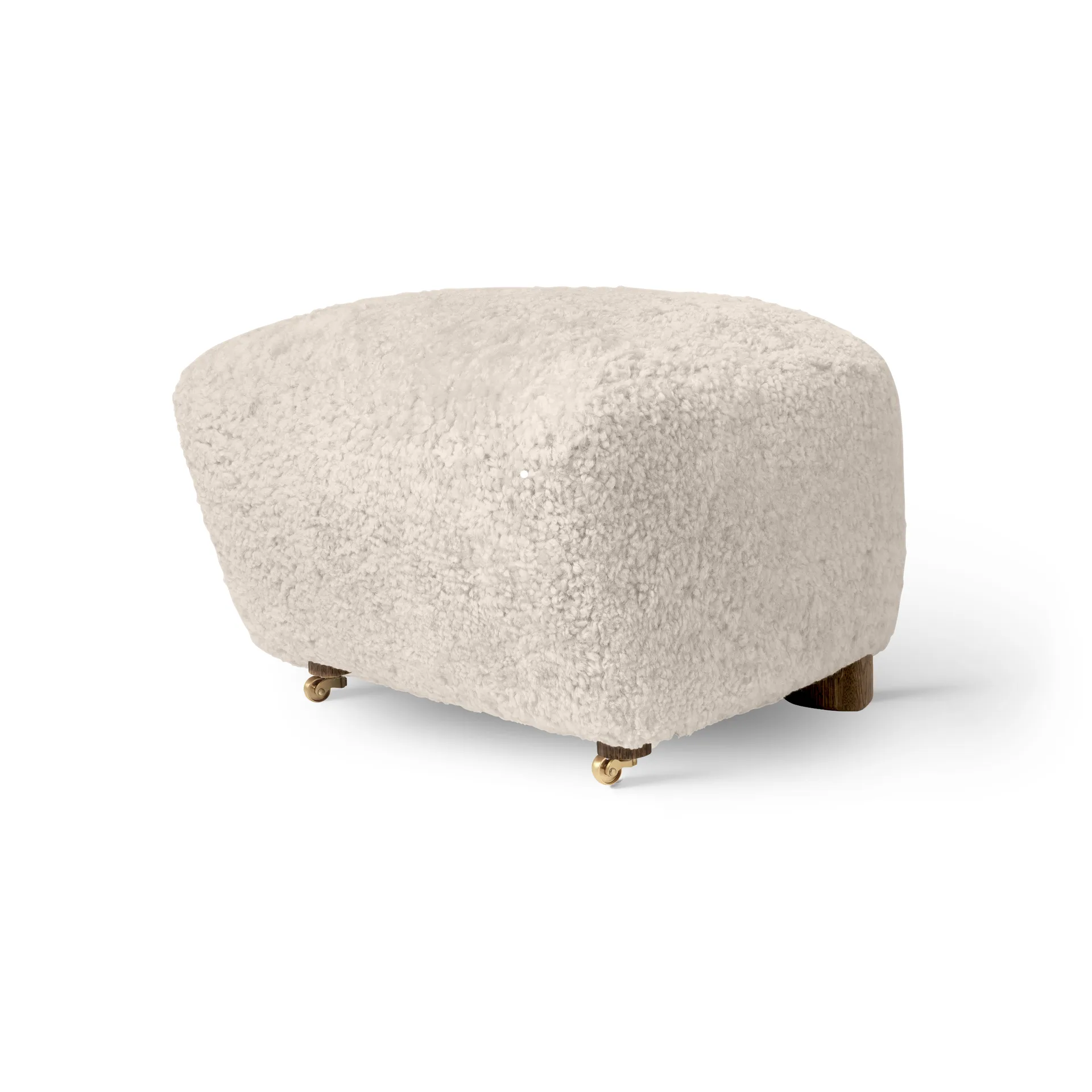 The Tired Man fotpall, Fårskinn Moonlight-mörkbetsad ek Audo Copenhagen