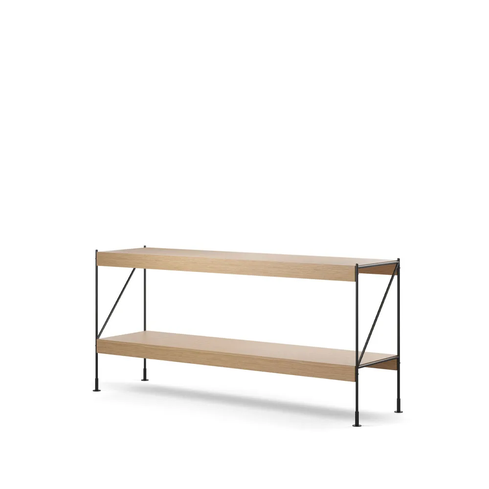 Zet hyllsystem, natural oak, 1x2, black steel base Audo Copenhagen