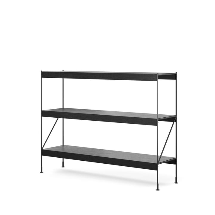 Zet hyllsystem, oak black stained, 1x3, black steel base Audo Copenhagen