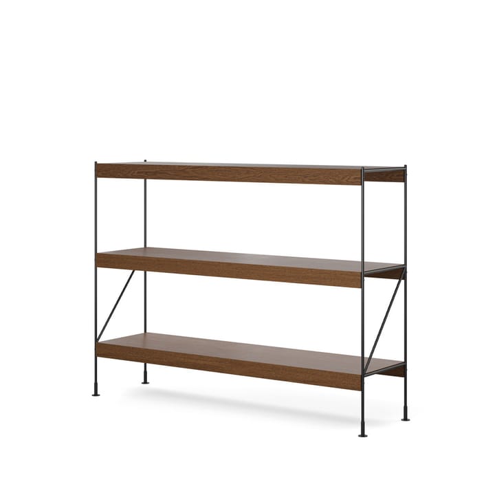 Zet hyllsystem, oak dark stained, 1x3, black steel base Audo Copenhagen