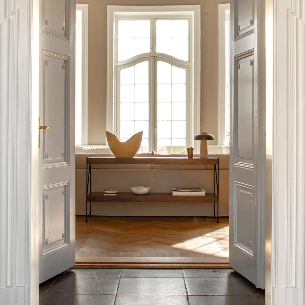 Zet hyllsystem, oak dark stained, 1x3, black steel base Audo Copenhagen