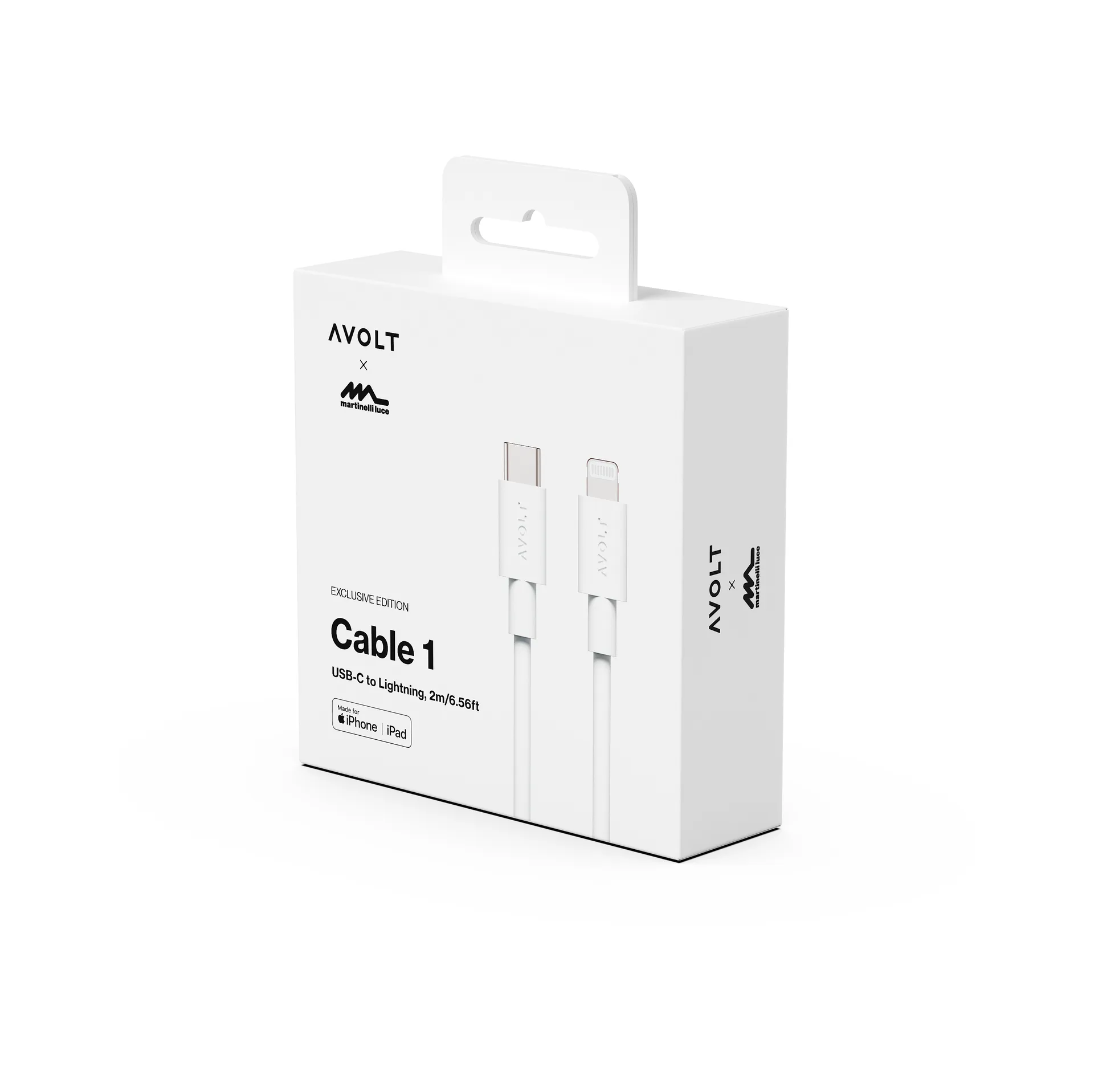 Cable 1 USB C till Lightning laddkabel 2m, White Martinelli Luce Edition Avolt