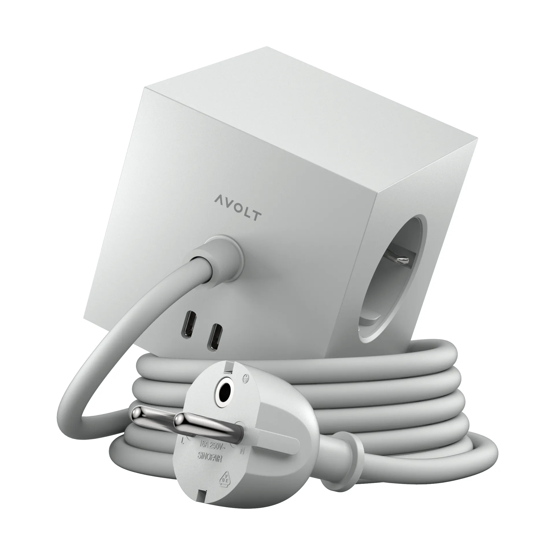 Square 1 grenuttag USB-C 30W 1,8 m, Gotland gray Avolt