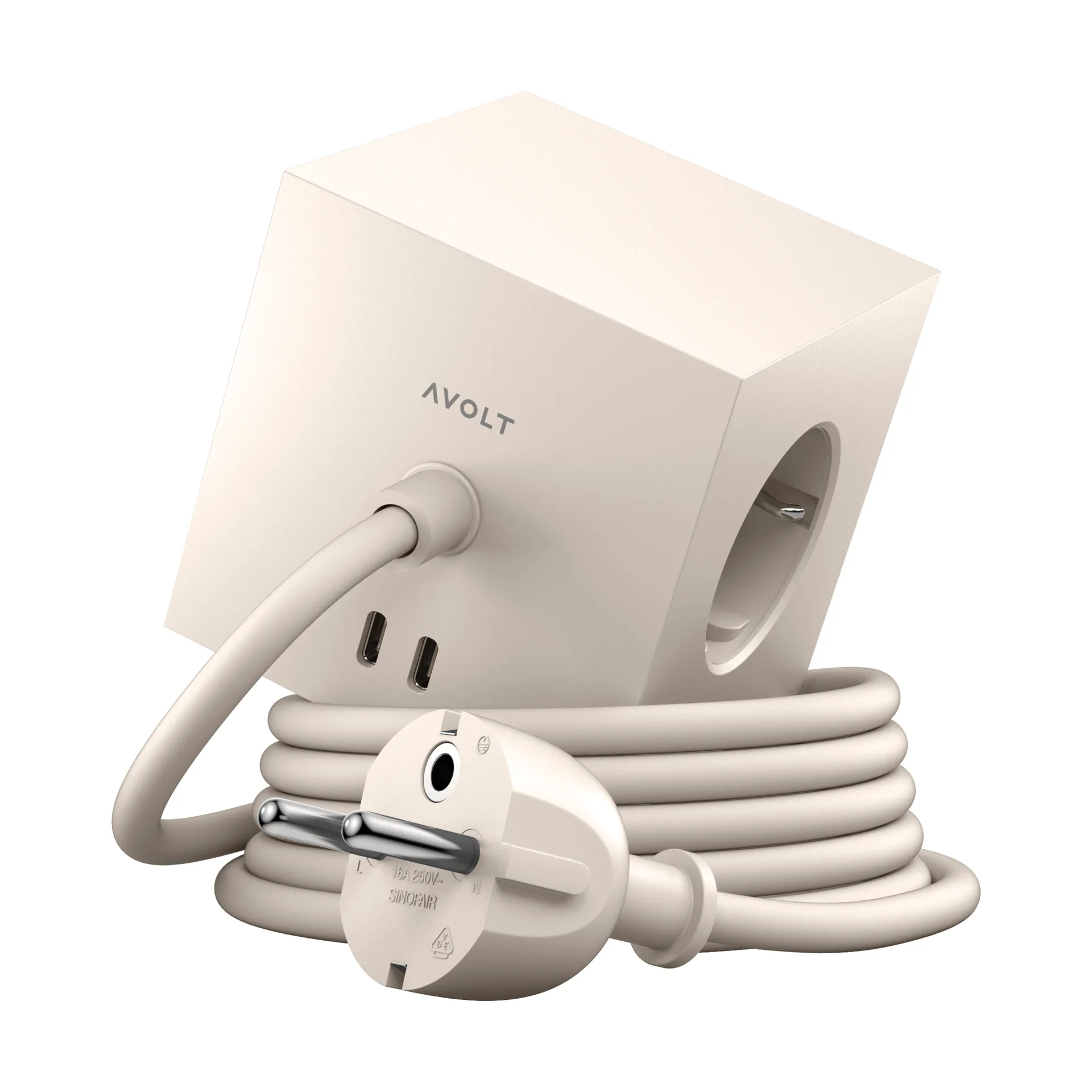 Square 1 grenuttag USB-C 30W 1,8 m, Nomad sand Avolt