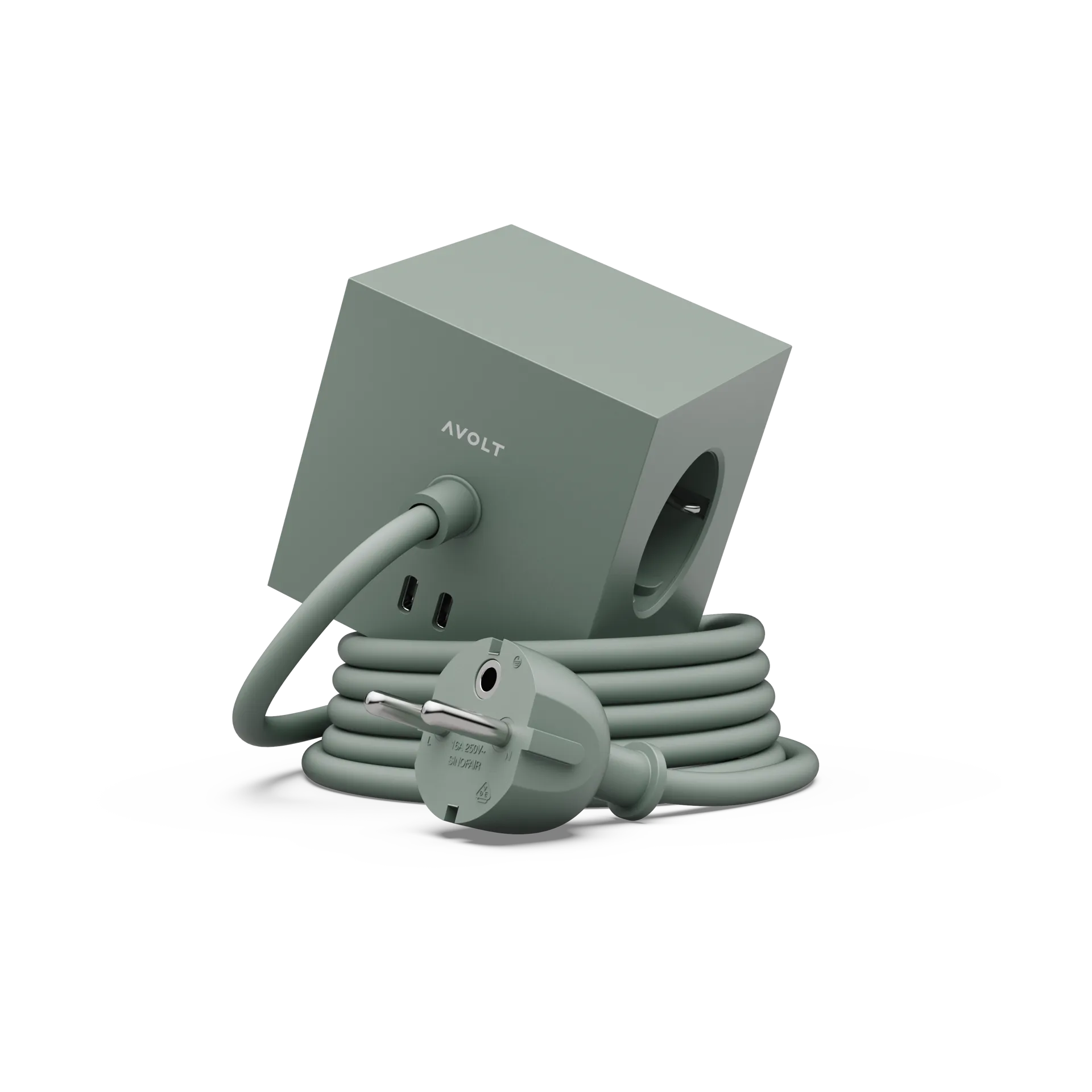 Square 1 grenuttag USB-C 30W 3 m, Oak Green Avolt