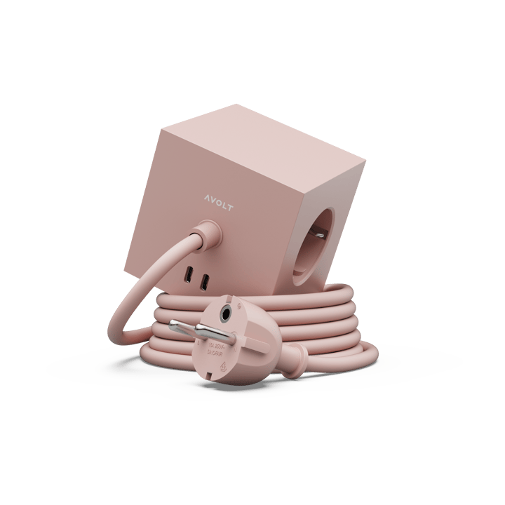 Square 1 grenuttag USB-C 30W 3 m - Old Pink - Avolt