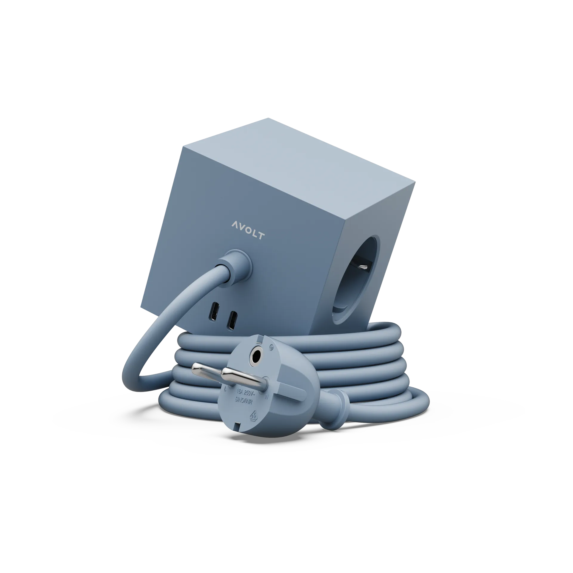 Square 1 grenuttag USB-C 30W 3 m, Shark Blue Avolt