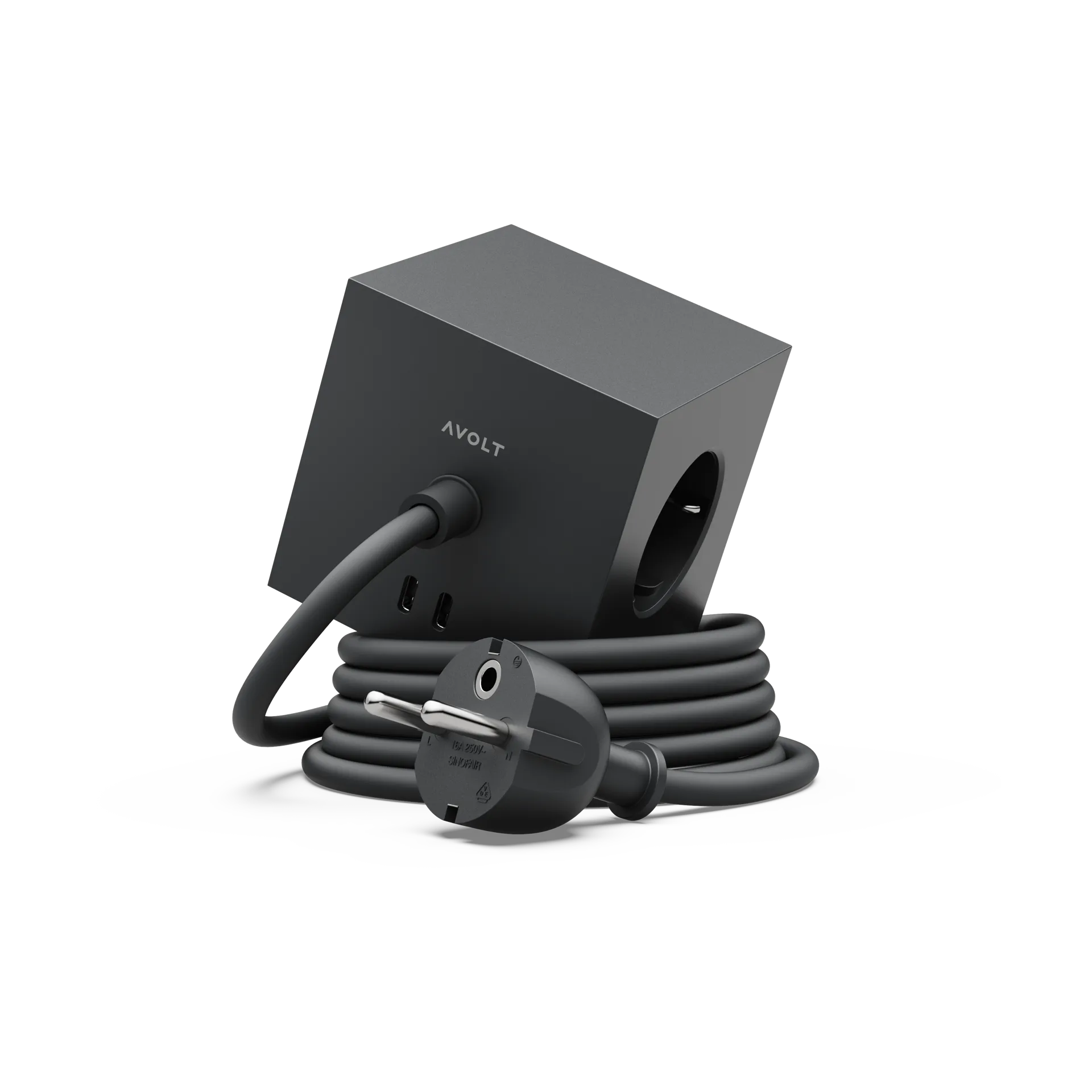 Square 1 grenuttag USB-C 30W 3 m, Stockholm Black Avolt