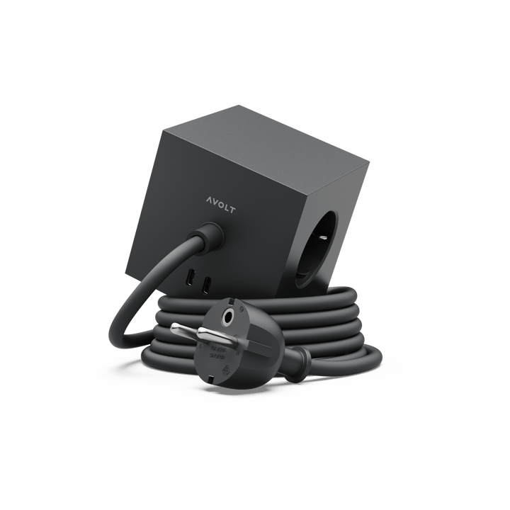 Square 1 grenuttag USB-C 30W 3 m - Stockholm Black - Avolt