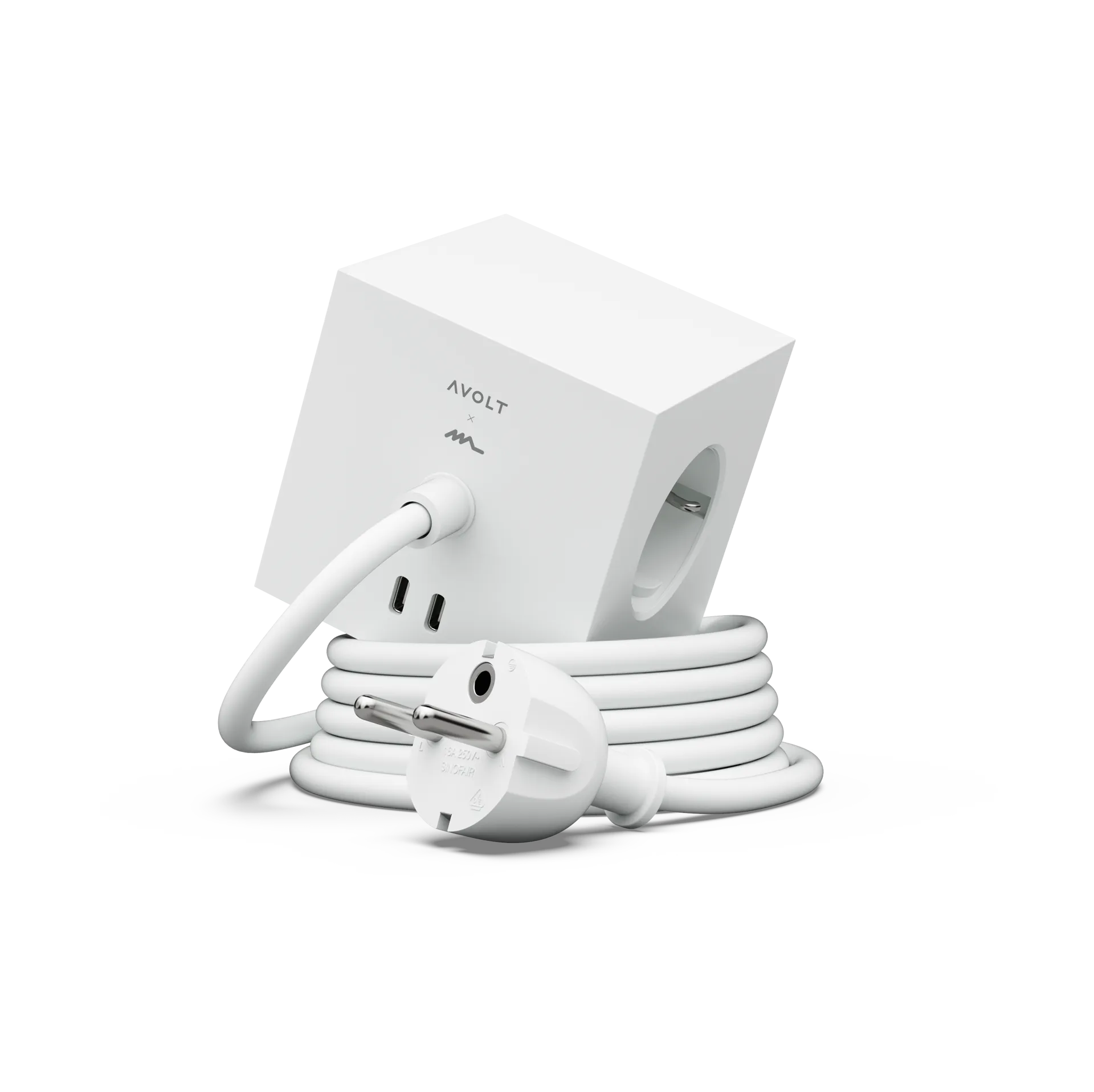 Square 1 grenuttag USB-C 30W 3 m, White Martinelli Luce edition Avolt