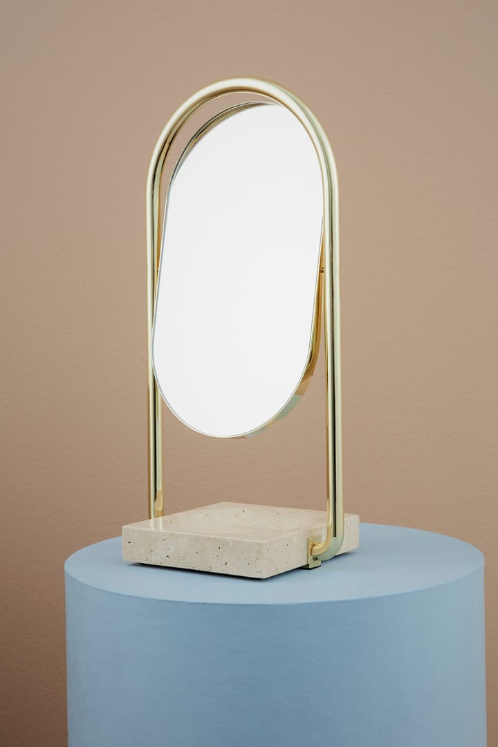 ANGUI bordsspegel 17,2x35 cm, Gold/Travertine AYTM