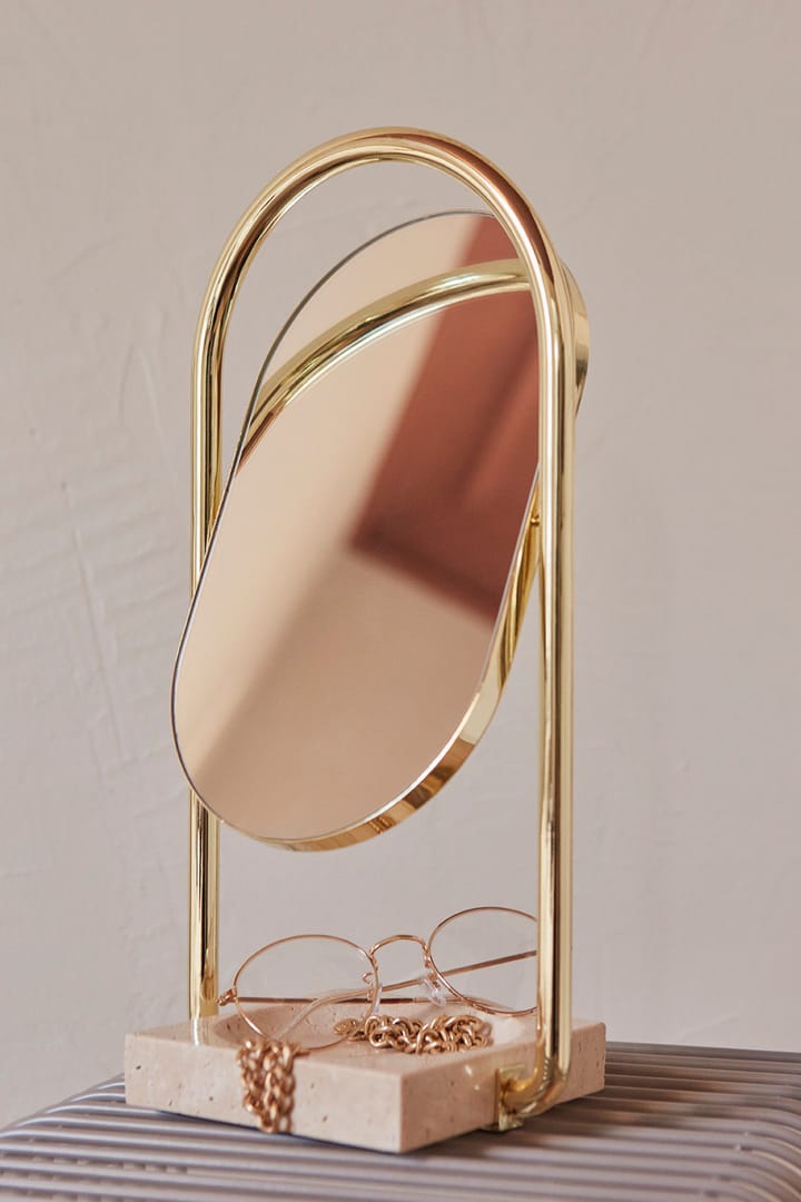 ANGUI bordsspegel 17,2x35 cm, Gold/Travertine AYTM