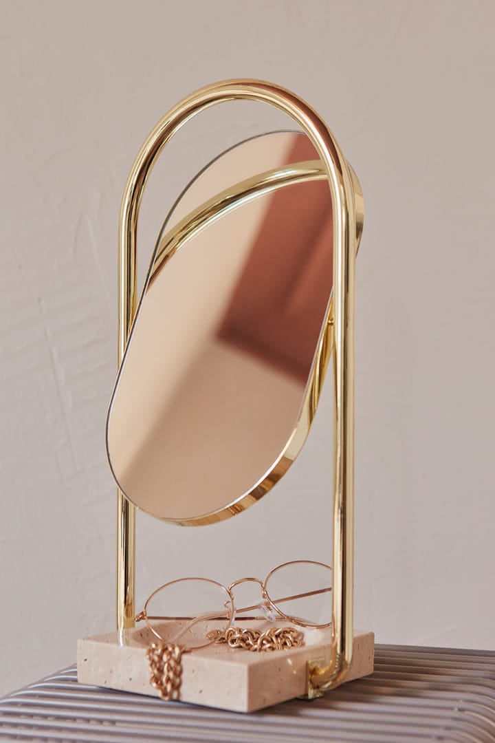 ANGUI bordsspegel 17,2x35 cm - Gold/Travertine - AYTM