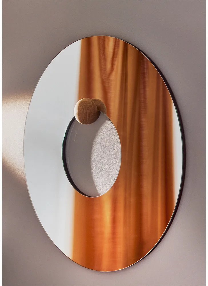 Castellum väggspegel Ø80 cm, Clear-oiled oak AYTM
