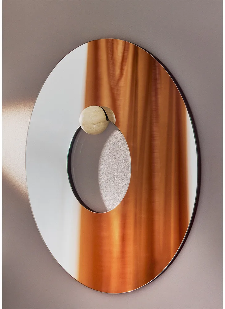 Castellum väggspegel Ø80 cm, Clear-travertine AYTM