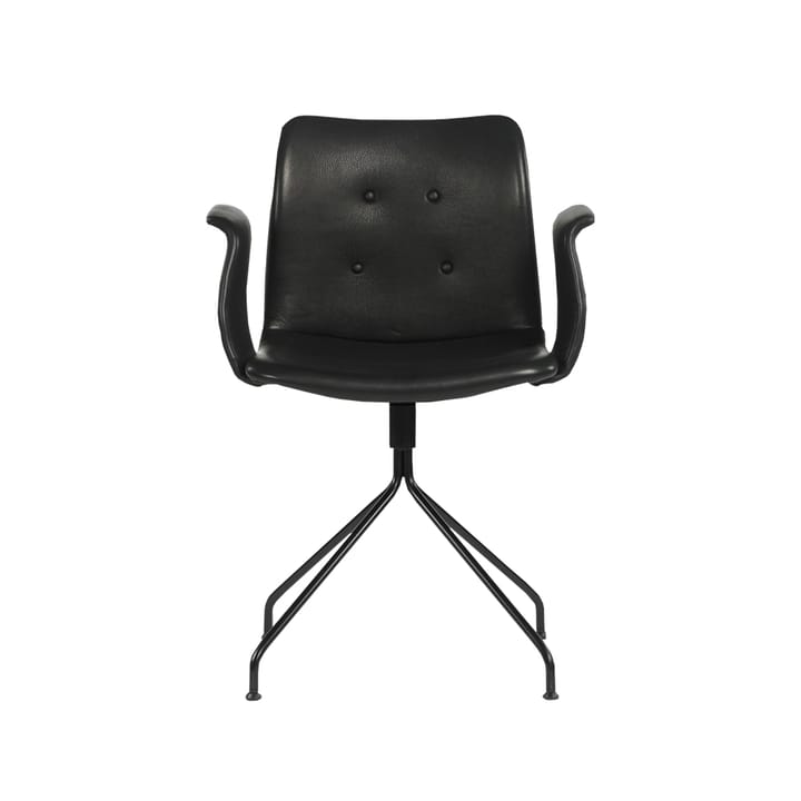 Primum kontorsstol med armstöd - läder svart, svart snurrstativ - Bent Hansen