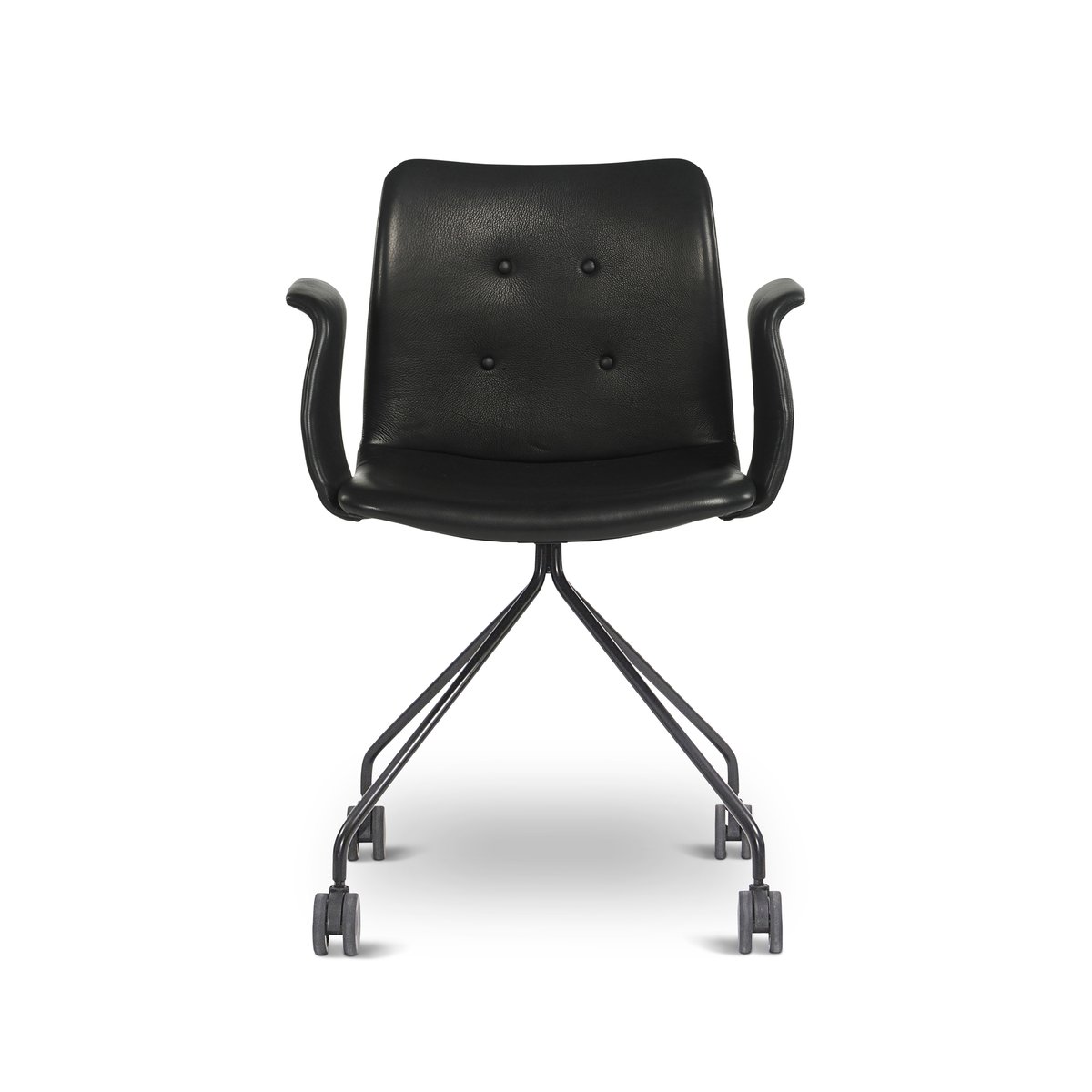 Bent Hansen Primum kontorsstol med armstöd läder svart, svart underrede hjul