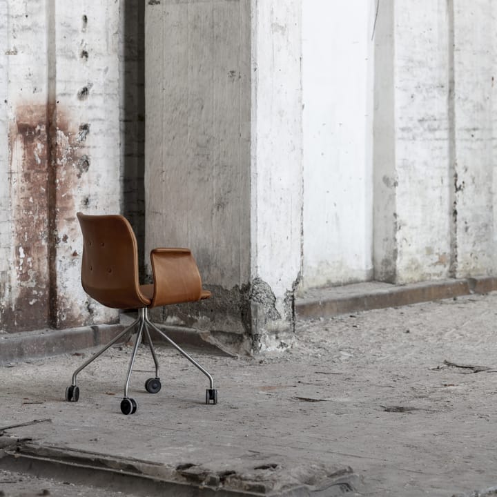 Primum stol med armstöd lädersits - Zenso 2-Rostfritt fast bas - Bent Hansen