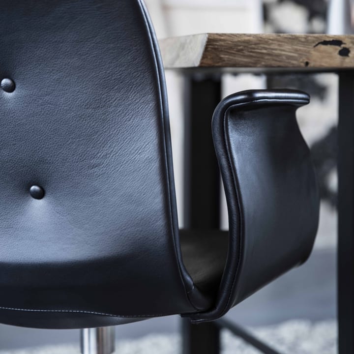 Primum stol med armstöd lädersits - Zenso 2-Rostfritt hjulbas - Bent Hansen