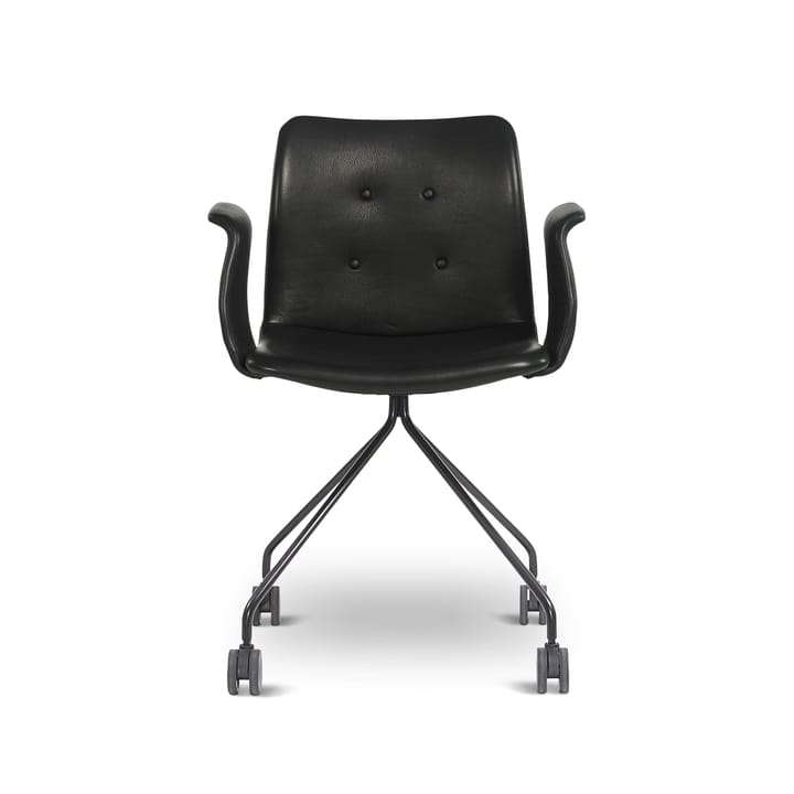 Primum stol med armstöd lädersits - Zenso 2-Svart hjulbas - Bent Hansen