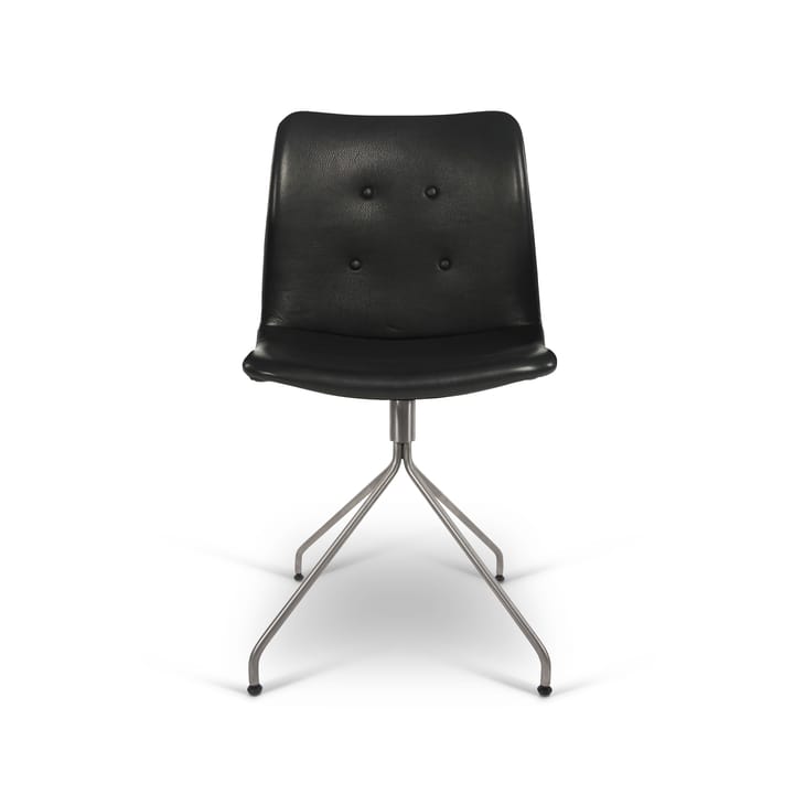 Primus kontorsstol utan armstöd lädersits - läder adrian svart, rostfritt snurrstativ - Bent Hansen