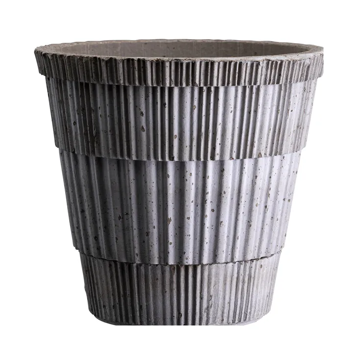 Atlas raw kruka med fat - Grey, Ø14 cm - Bergs Potter