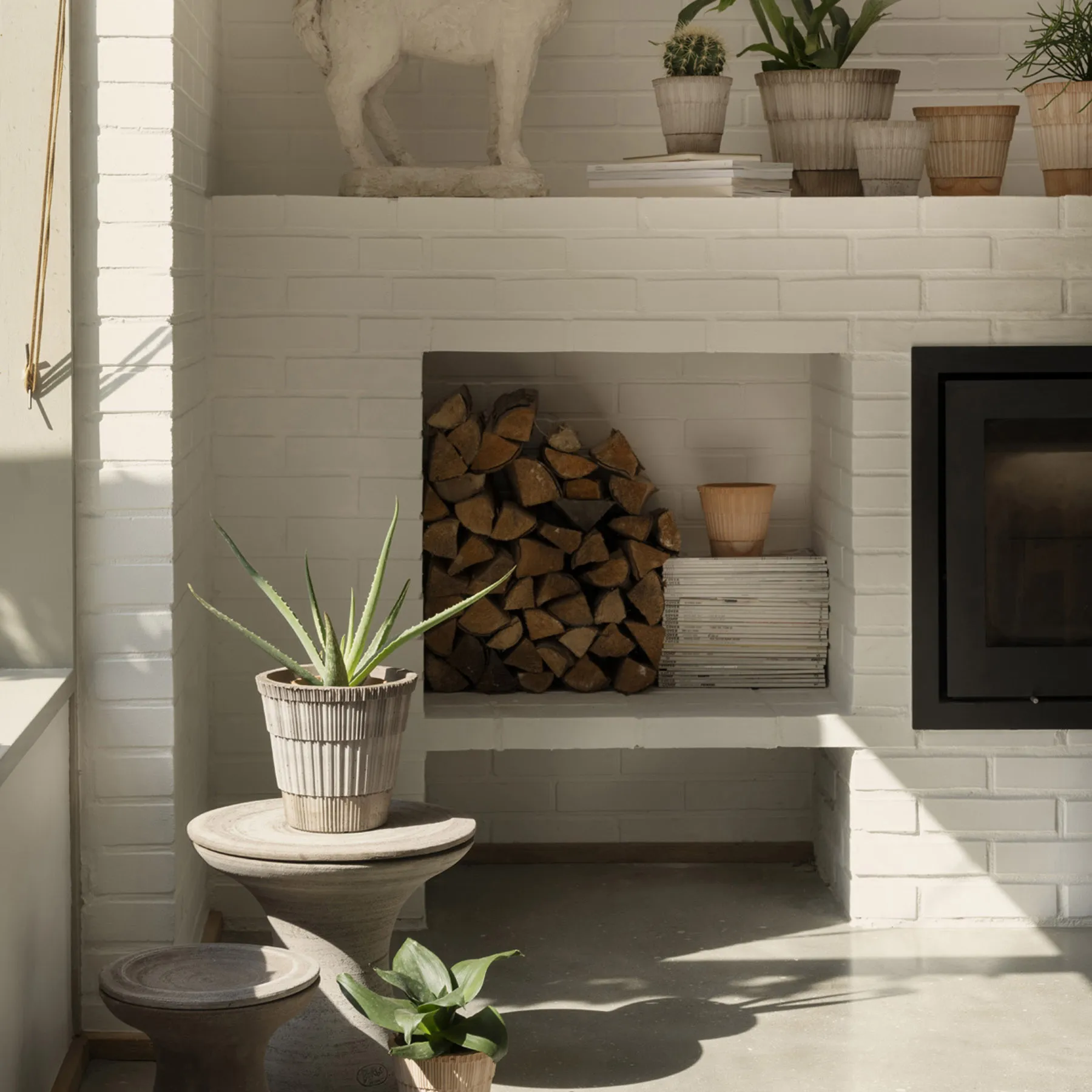 Atlas raw kruka med fat, Grey, Ø21 cm Bergs Potter