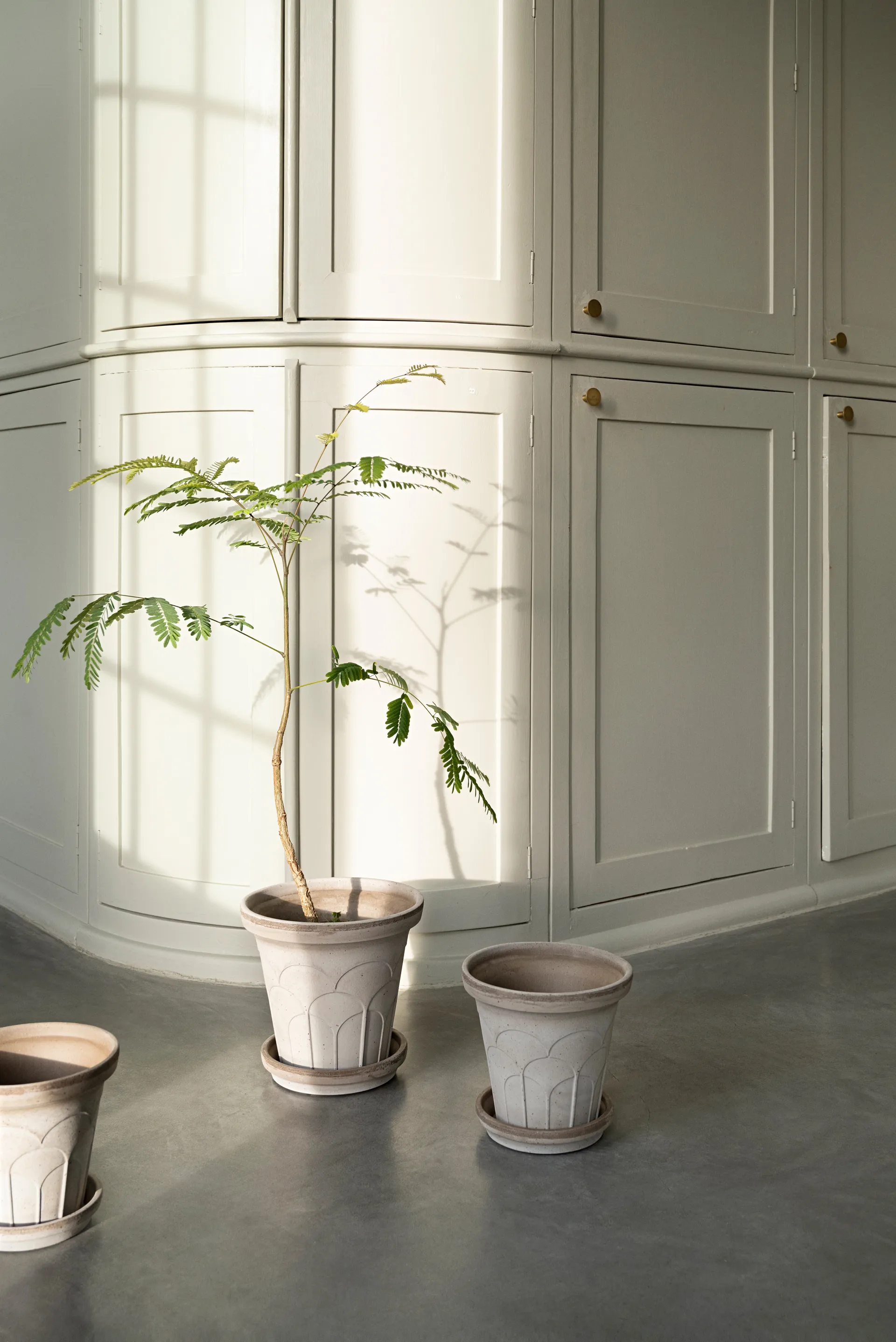 Fleur kruka med fat 2 delar, Grey, Ø16 cm Bergs Potter