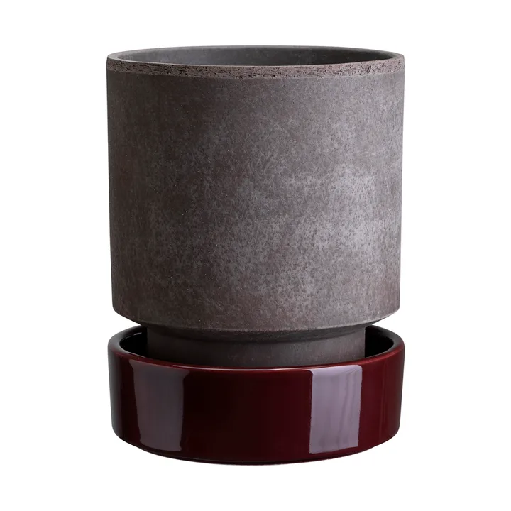 Hoff kruka - Ø14 cm, Raw Grey-Deep Burgundy (grå-röd) - Bergs Potter