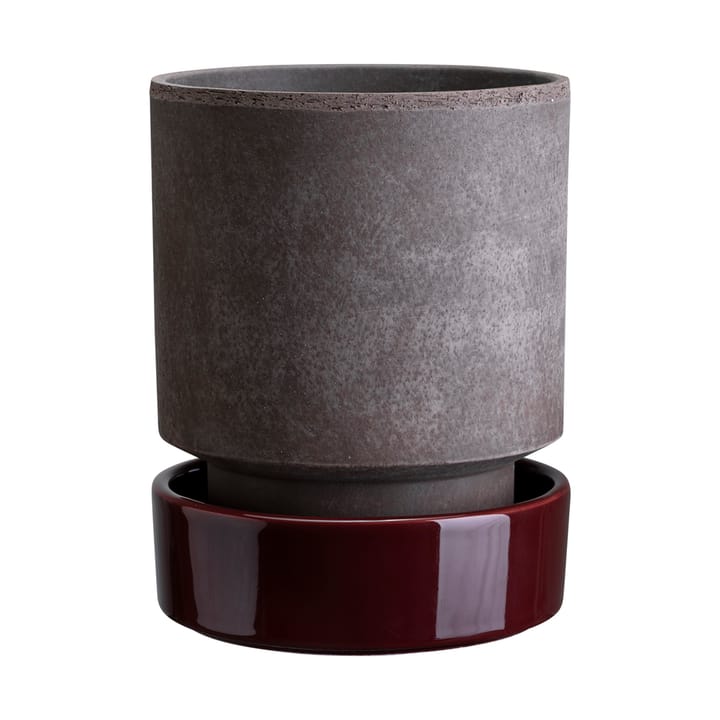 Hoff kruka - Ø14 cm, Raw Grey-Deep Burgundy - Bergs Potter
